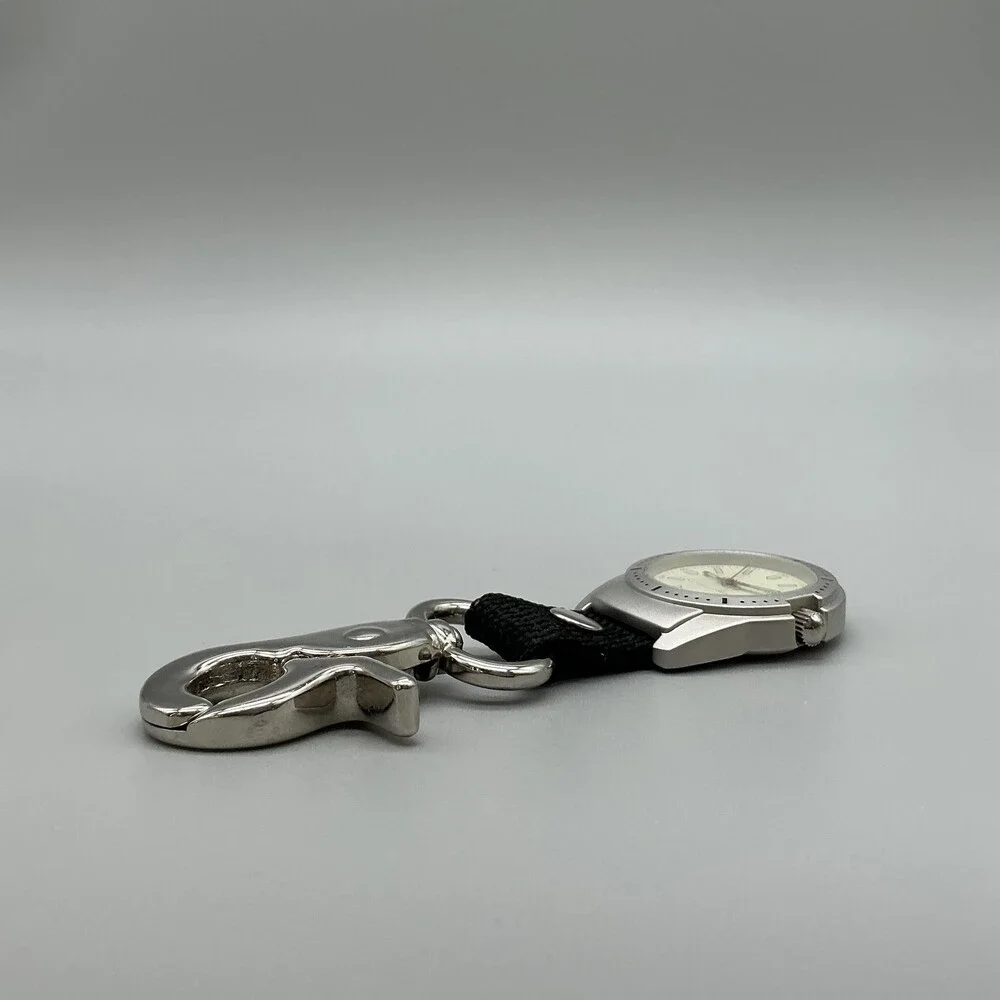 Comporium Key Ring Watch Mens 37mm Silver Tone Luminous Indexes New Battery